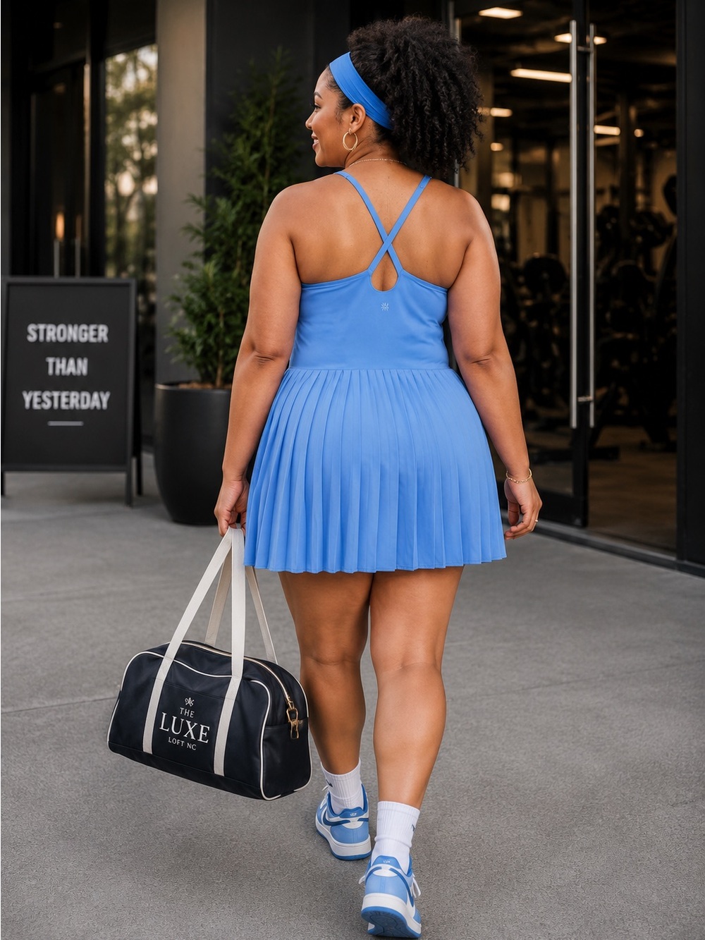 All in Motion XXL Blue Pleated Athletic Dress Built-In Shorts NWT UPF 50+ - Picture 2 of 5